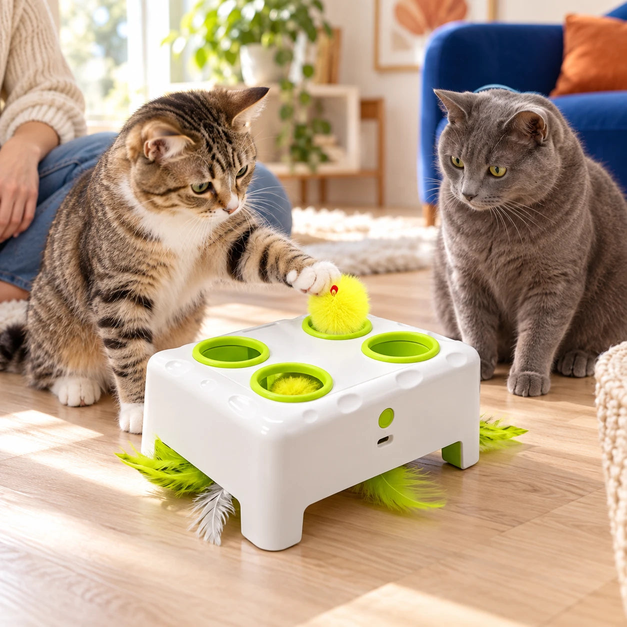 Cat playing with Pounce House